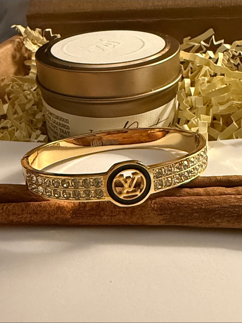 Fashion designer Jewelry Gold Crystal Pavé Bangle Bracelet